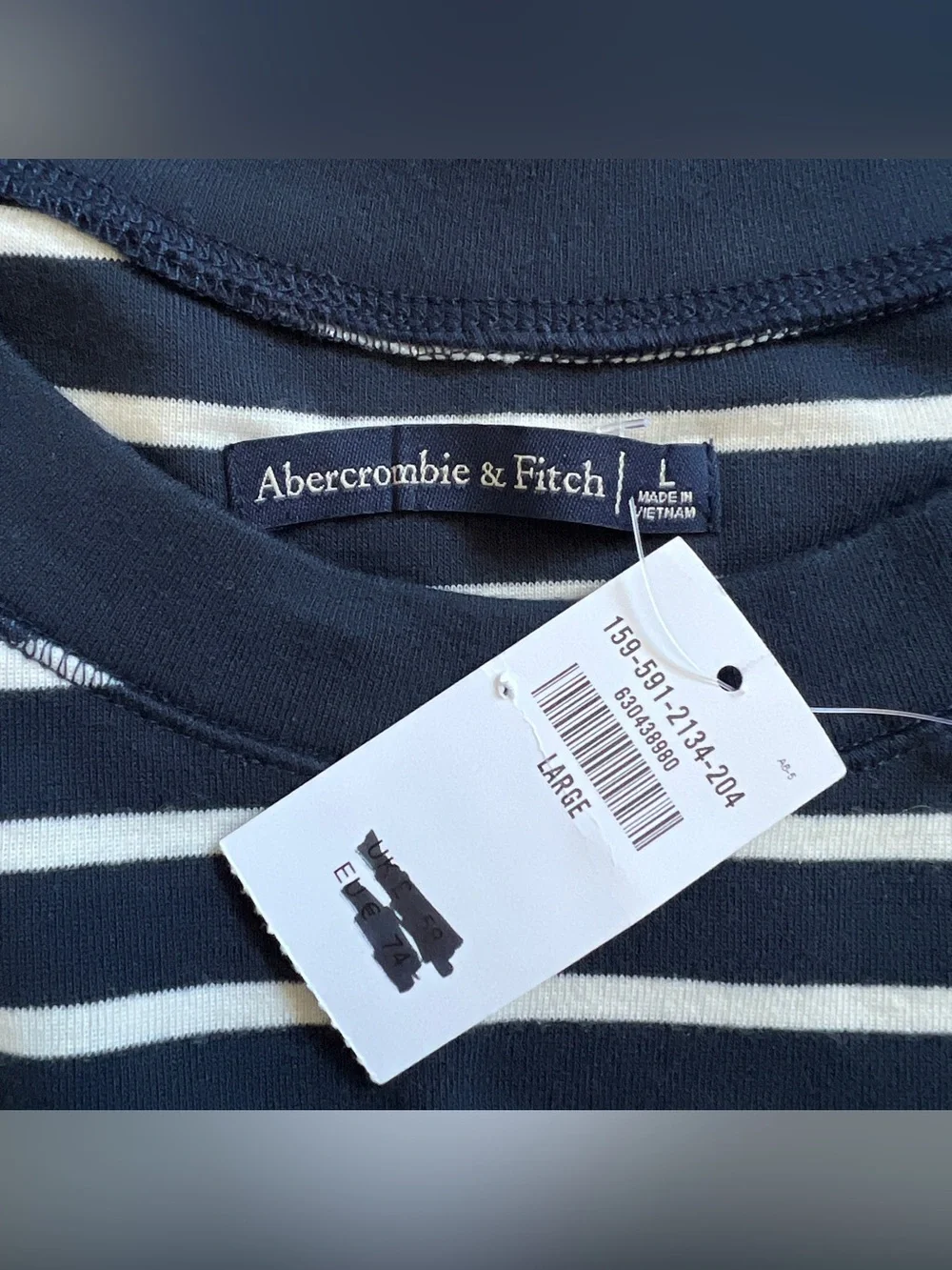 NWT Abercrombie & Fitch Stripe Midi Sweater Dress Preppy Minimalist Coastal Sz L
